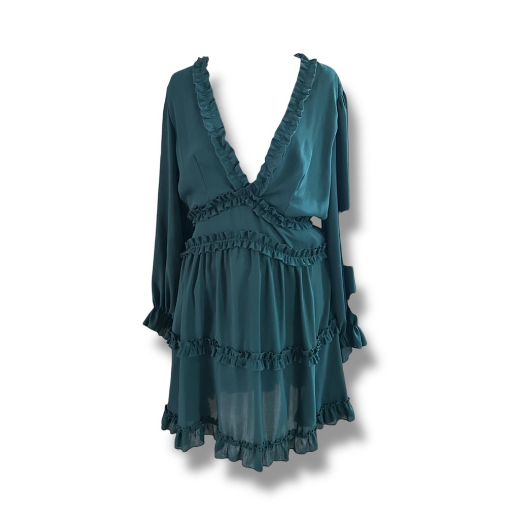Elegant Green Ruffle Dress